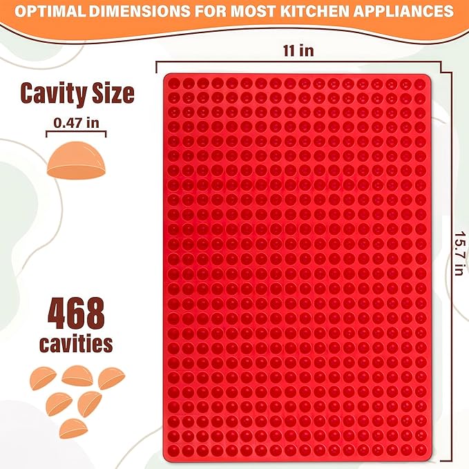 Chocolate Chip Mold with 468 Boba Cavities - 15,7"x11" Silicone Dog Treat Mold with Temperature Range from -40℉ to 446℉ - Versatile Silicone Dog Treat Molds for Baking and Freezing Treats & Chocolate