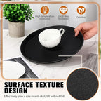Zopeal 2 Pieces Black Round Restaurant Serving Tray, Plastic Non Slip Surface Food Meals Server Tray with Raised Edges for Home, Kitchen, Restaurant, Cafeteria, Bar (11")