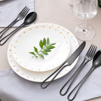 Black Silverware Set for 8, Modern 40 Piece Flatware Stainless Steel Hanging Fine Utensils Cutlery Set,Tableware include Knife Fork Spoon for Family Gatherings & Daily Use Wedding (Hollow Out Handle)