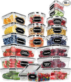 Skroam 36 Pack Food Storage Containers (18 Airtight Kitchen Storage & 18 Lids), Plastic BPA-Free Meal Prep Container for Pantry Organizers and Storage with Free Labels & Marker