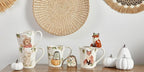 Bico Woodland Critters Ceramic Mugs, Set of 4, for Coffee, Tea, Drinks, Microwave & Dishwasher Safe