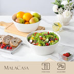 MALACASA Serving Bowls, 105 OZ Large Salad Bowls Set of 2, Porcelain White Bowls for Kitchen, Deep Bowls for Salad, Soup, Pho and Fruit, Ceramic Serving Bowls for Party, Microwave Safe, Series Regular