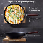Carbon Steel Wok -13 Inch Woks & Stir-fry Pans Nonstick, Wok Pan with Glass Lid Spatula and Dish Brush: Pre-Seasoned Flat Bottom Chinese Wok for Induction, Electric, Gas, All Stoves