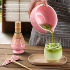 7Pcs Matcha Whisk Set, Matcha Set Whisk and Bowl,Bamboo Scoop, Scoop Rest, Sifter and Tea Towel, Matcha Kit W/Carved Cherry Blossm Pattern for Matcha Lovers (Sakura Pink)
