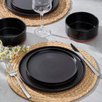 LIANYU Plates and Bowls Sets, 18 Pieces Stoneware Dinnerware Set for 6, Modern Kitchen Dinner Set Ceramic Dishware Dishes Set, Microwave and Dishwasher Safe, Charcoal Black