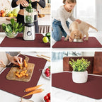 WISELIFE Dish Drying Mat Super Absorbent Drying Mat Large Dish Drying Mats for Kitchen Counter Easy Clean Dish Mat Kitchen Drying Mat18"x 28" Classic Red