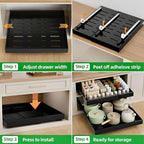 PAKETA 4 Pack Expandable Pull Out Cabinet Organizer, 21'' Deep Pull Out Drawers for Cabinets,Upgrade 3 Slide Rails Sliding Drawer for Kitchen Cabinet Organizer with Adhesive Nano Film (Black)