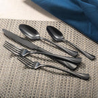 Alata Alice Black Mirror 40-Piece Silverware Set Stainless Steel Flatware Set,Service for 8,Mirror Polished Cutlery Set,Dishwasher Safe