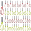 48 Sets 8 Inch Whisks Bulk DIY Fillable Whisk Gifts Colored Silicone Whisks for Cooking Heat Resistant Egg Beaters for Candy Holder Party Favors