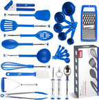 Kitchen Utensils Set, Cooking Utensil Set Kitchen Gadgets, Pots and Pans set Nonstick and Heat Resistant, 24 Pcs Nylon and Stainless Steel, Spatula Set, Apartment Essentials Kitchen Cookware Sets