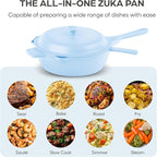 ZUKA 10 in 1 Ceramic Pan by Granitestone, Large 10 Inch Saute Pan with Lid Serves as Deep Frying Pan Set with Steamer, Everyday Skillet, Non Toxic Ceramic Nonstick, Induction Oven & Dishwasher Safe