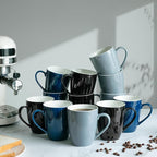 BTaT- Porcelain Coffee Mugs Set, 16 Ounces, 4 Pack, Black Ceramic Coffee Mugs with Handle, Restaurant Cups for Mocha, Tea, Cappuccino, Cocoa, Cereal, Mug Gift Set, Dishwasher and Microwave Safe
