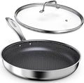 imarku 12" Non Stick Frying Pan with Lid, Stainless Steel Pan with Durable Ceramic Coating, 5.5-Quart Deep Skillet for Family Meals, Induction Cookware, Oven & Dishwasher Safe, PFOA Free
