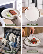Famiware Star Dinnerware Sets, Plates and Bowls Set for 4, 12 Pieces Ribbed Dishes - Chip and Scratch Resistant, Microwave and Dishwasher Safe Tableware, Matte White