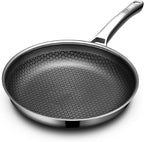 Non Stick Frying Pans 12 inch, Hybrid Frying Skillets Nonstick,non stick Stainless Steel Braiser Pans, Dishwasher and Oven-Safe Chef Pan, Induction Compatible Cooking Pan, PFOA Free