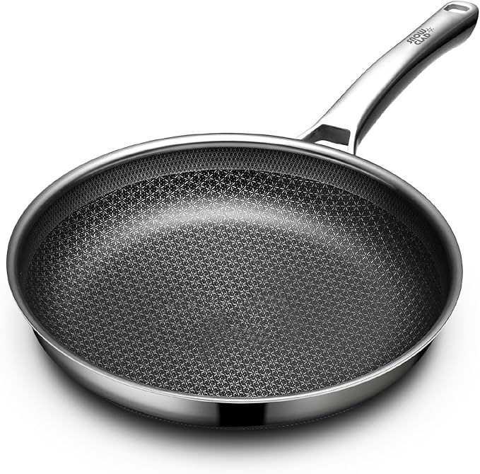 Non Stick Frying Pans 12 inch, Hybrid Frying Skillets Nonstick,non stick Stainless Steel Braiser Pans, Dishwasher and Oven-Safe Chef Pan, Induction Compatible Cooking Pan, PFOA Free