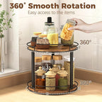 LAMU 9.1'' Wood Lazy Susan Turntable Organizer for Cabinet, 2 Tier Lazy Susan Spice Rack Organizer for Kitchen, Table Top, Countertop, Pantry, Medicine Organizer