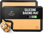 Zulay Kitchen Silicone Baking Mat 2-Pack (16.5"x11.6") – Reusable Nonstick Silicone Baking Sheets for Oven, Pastry, Cookies & More – Easy to Clean, Heat Resistant (Black)