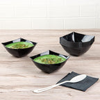 Restaurantware Moderna 8 Ounce Fancy Plastic Bowls 10 Square Disposable Salad Bowls - Durable Heavy-duty Black Plastic Bowls For Warm And Cold Foods