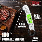 Fast Instant Read Meat Thermometer with Backlight - Waterproof Digital Food Probe for Grilling, Cooking, Baking & Candy Making - Kitchen & BBQ Essential(Black)
