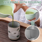 Joyscale Matcha Whisk Set, Matcha Set Whisk And Bowl, 8 Pcs Matcha Kit Set(Texture Design), 16 OZ, Japanese Matcha Tea Set, Matcha Making Kit Gifts for Tea Lovers(Celadon Green)