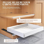 4 Pack Expandable Pull Out Cabinet Organizer 21"Deep With Raising Pad for Framed Cabinets,Upgrade 3 Slide Rails Slide Out Drawers,No Drill Roll Out Shelves,Adjustable Width 15.1"-26.3" White