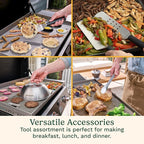 Cuisinart 24-Piece Griddle Tool Set with Storage Tote, Stainless Steel Flat Top Grill Accessories with Spatulas, Melting Dome, Smash Burger Press, Scraper & Tongs, Perfect for BBQ, Tailgates, Camping