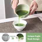 Matcha Whisk Set 5 Pcs, Matcha Kit Set Includes Matcha Bowl, Matcha Whisk and Holder, Bamboo Scoop and Sifter, Ceramic Matcha Set, Matcha Tea Set, Ideal Gift for Family/Friend (Green)