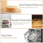 Urban Green Glass Food Container Set with Glass Lid, 4 Pack, Food Storage Containers Set, Airtight, LeakProof, 100% Plastic Free, Meal Prep Containers (White Color)