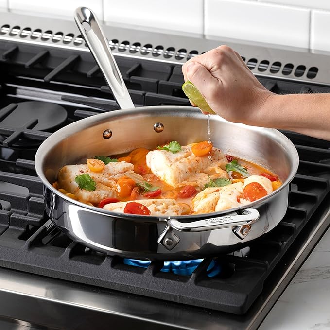 All-Clad D3 3-Ply Stainless Steel Cookware Set 10 Piece, Induction, Oven Broiler Safe 600F, Kitchen Cooking Set w/ Frying Pans, Saucepans, Saute Pan, Stockpot and Soup Pot, Pots and Pans, Silver