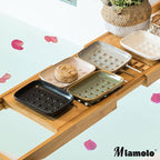Miamolo Soap Dish, Ceramic Soap Holder Shower Soap Dish for Bar Soap Sponge, Soap Saver Tray for Bathroom Kitchen Sink, Black