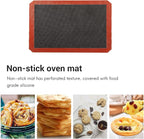 Silicone Baking Mat with Microperforated,Non Slip Reusable Eclair perforated Baking Sheets,Oven Liner for Oven, Cookie Tray, Pizza Mat, Heat Resistant,16.5 * 11.6 inch (1, Red)