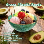 I00000 50 Pack 12 Ounce Clear Green Plastic Bowls Serving Bowls Hammered with Gold Rimmed, Heavy Duty Disposable Bowl Set,Small Bowls for Party Picnic