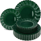 Lullaby 60PCS Green Scalloped Plastic Plates, Disposable Elegant Party Plates Include 30pcs Dinner Plate 10.25", 30pcs Plastic Dessert Plate 7.5", Perfect for Wedding and Party