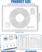 Silicone Pastry Mat with Measurements, 28" x 20" Extra Large Silicone Baking Mat, Non-slip Pastry Rolling Sourdough Baking Mat, Bread Rolling Dough Mats Sheet for Fondant,Pizza,Pie,Cookies
