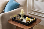 16"x12" Serving Trays with Handles, Black Decorative Serving Tray, Ottoman Trays for, Living Room, Bathroom, and Outdoors Decorative Trays (Black)
