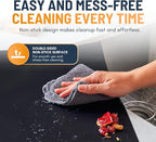 Oven Liners for Bottom of Oven - 4 Pack Large Heavy Duty Mats, 17”x25” Non-Stick Reusable Liner for Electric, Gas, Toasters, Grills - BPA & PFOA Free Kitchen Accessory to Keep It Clean (Black)