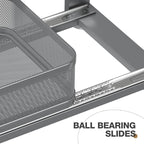 2 Pack 21IN-Depth Under Sink Organizer With Next-Gen Ball-Bearing Slides,2-Tier Precision Mesh Pull Out Cabinet Storage for Bathroom&Kitchen,Height Adjustable Drawers Shelf,Anti-rust-Grey