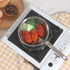 IMEEA 5.5-Inch Small Egg Pan Omelet Pan SUS304 Stainless Steel Mini Sauce Pan Frying Pan with Spout