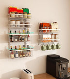 Over The Door Pantry Organizer, Pantry Organization and Storage, 6-Tier Deep Baskets Hanging Heavy-Duty Metal, Wall Spice Rack Seasoning Shelves for Home & Kitchen, Laundry Room Bathroom, White