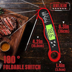 2 Pack Fast Instant Read Meat Thermometer with Backlight - Waterproof Digital Food Probe for Grilling, Cooking, Baking & Candy Making - Kitchen & BBQ Essential(Red)