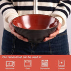 Ceramic Japanese Ramen Bowl Set, 2 Sets Asian Pho Udon Soup Noodle Bowls with Spoons and Chopsticks (Red, 8 inches)