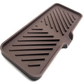 Happitasa Silicone Soap Dish Tray and Sponge Holder with Drain Chute and Feet | 3-Way Sloped Design | Bathroom and Kitchen Sink Organizer Caddy (Dark Chocolate, 10"x4", 7.8 Ounces)