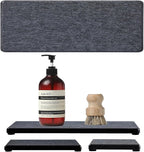 3PCS Water Absorbing Soap Dish Sponge Holder, Diatomite Stone Drying Tray Mat Sink Caddy for Kitchen Counter & Bathroom, Small Stone Bath Mat Faucet Accessories Organizer Protector,Dark Gray,9"x 3.5"