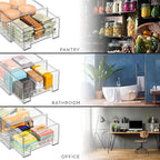Sorbus Medium Clear Storage Drawers (6 Pack) – Stackable Organizer Drawers for Fridge, Pantry, Kitchen – Pull-Out Storage Bins with Handles, Slide Out Acrylic Drawers