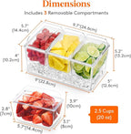 Lifewit 2 Pack Taco Bar Serving Set for Party with 3 x 20 oz Containers, Ice Chilled Condiment Caddy Organizer, Garnish Serving Tray Platter for Mimosa Bar Accessories, Fruit, Salad, Food