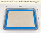 Silicone Baking Mats Set of 2, Half Sheet Nonstick Reusable Baking Sheet Liners for Cookies, Macarons, Bread, Pizza, Pastry, Blue