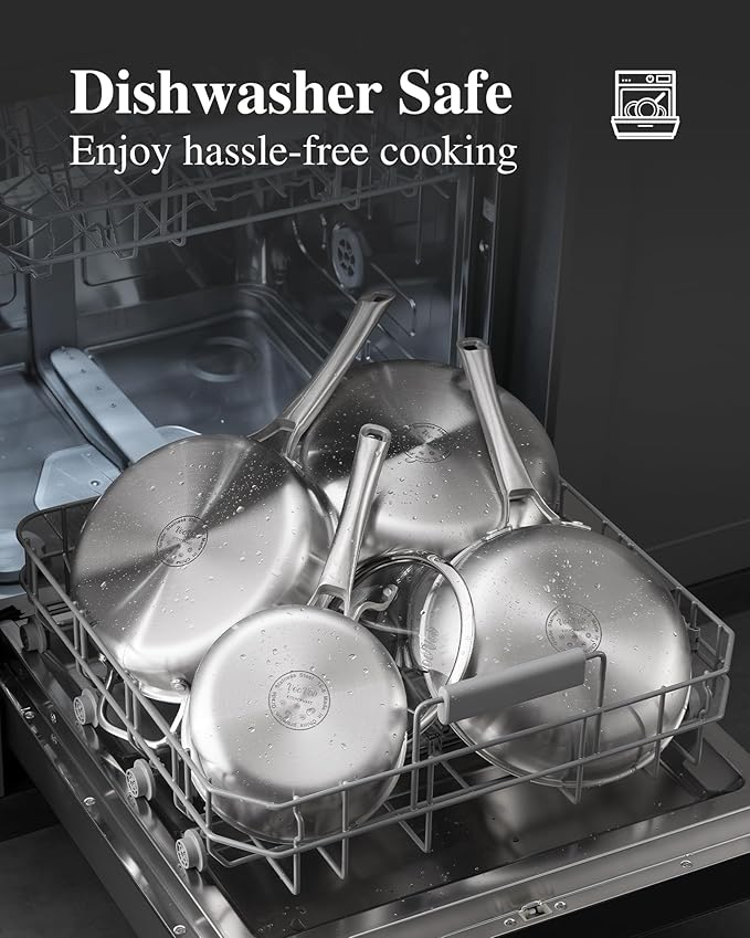 Stainless Steel Frying Pans Set with Lid,PFOA&PTFE Free Tri-Ply Skillets,Chef's Pan Set(8+10+12inch) Frying Pans for cooking,Induction Cookware Sets,Dishwasher and Oven Safe Kitchen set