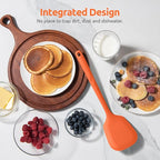 600ºF Heat Resistant Silicone Turners: U-Taste 13.6in Long Solid & Slotted Kitchen Spatula Flipper, Large Flexible Cooking Utensil for Flipping Egg, Pancake in Nonstick Cookware(Orange, 2PCS)