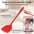 Onader Silicone Cooking Utensils Set, Red Kitchen Utensils 6 Pcs Set, Heat Resistant Kitchen Tool Kit, Nonstick Cookware Friendly & Non Toxic